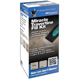 Miracle Travertine/Limestone Chip & Crack Fill Repair Kit w/Light & Dark Custom Colors 8oz. Dark Filler & 8oz. Light Filler - Improved Version 2021