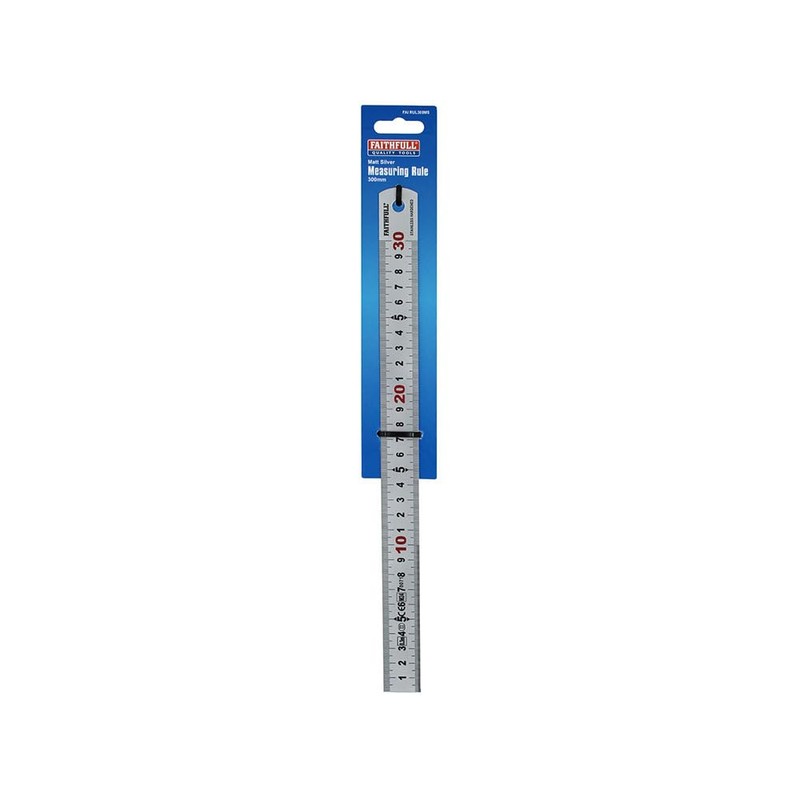 Faithfull Matt Silver Hardened Stainless Steel Ruler (Metric) 300mm
