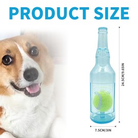 Squeaky Dog Toys – Indestructible Bottle-Shaped Chew Toy with Tennis Ball Inside, Durable Puppy Toy for Chewing, Teeth Cleaning & Outdoor Play, Interactive Training Toy for Small to Large Dogs