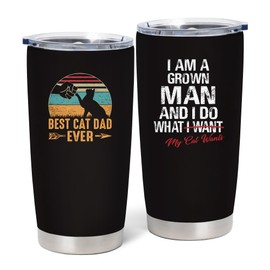 Pewuvos Cat Dad Gifts for Men, Gifts from Cat to Dad, Funny Cat Dad Gifts, Cool Gifts for Cat Lover, Best Cat Dad Ever Gifts, Cat Themed Gifts 20 oz Tumbler