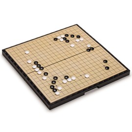 Yellow Mountain Imports Large Magnetic 19x19 Go Game Set Board (14.6-Inch) with Single Convex Stones - Folding, Portable, and Travel Ready Set