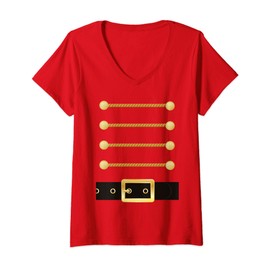 Womens Nutcracker Character Soldier Costume Uniform Funny Christmas V-Neck T-Shirt