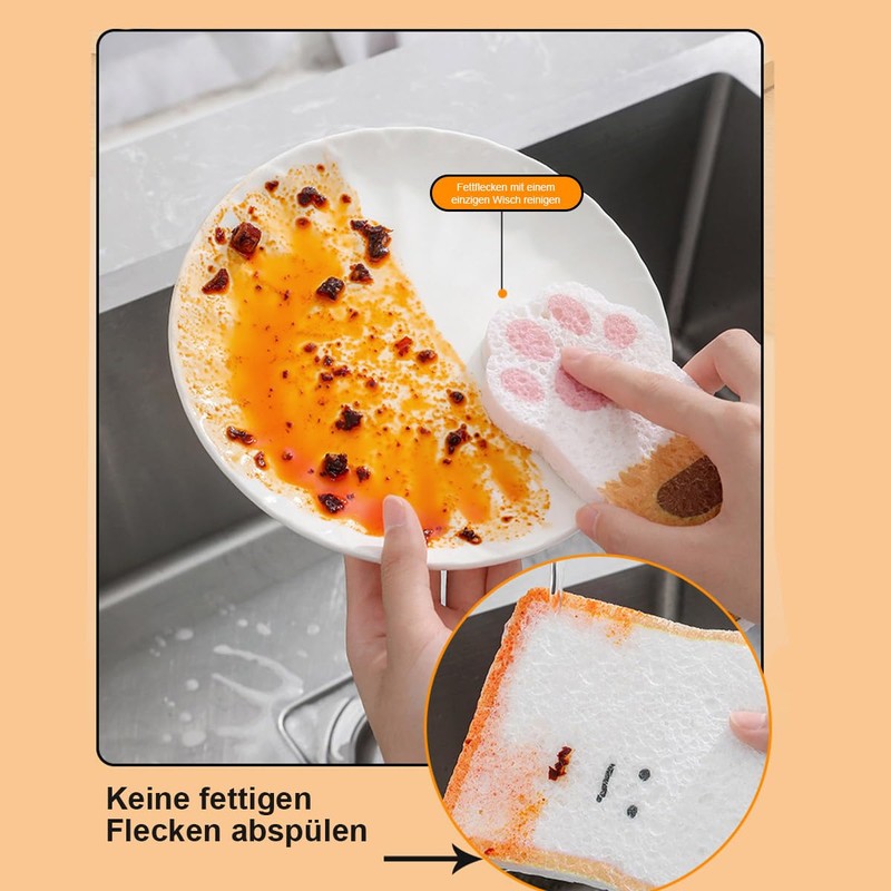 Pack of 6 Washing Up Sponge Scourer Kitchen Sponge Washable