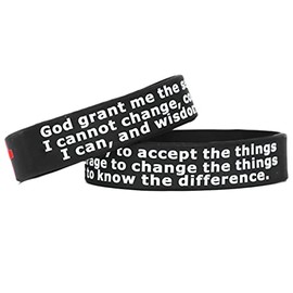 2 Serenity Prayer Wristbands - Debossed Color Filled Silicone (1) Bands