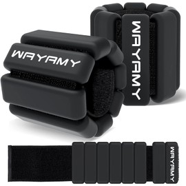 WAYAMY Pesas de Tobillo Ajustables para Fitness, Totalmente Ajustable Tobillo Muñeca Brazo Pierna Pesos, para Muñeca con Correa Ajustable para Ejercicio, Caminar, Footing, Yoga y Pilates (Negro, 2LB(2 X 1LB))