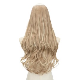 SARLA U Part Hair Extensions Dirty Blonde Full Head Clip in Synthetic Wave Curly Hairpiece Long 24 Inch for Women