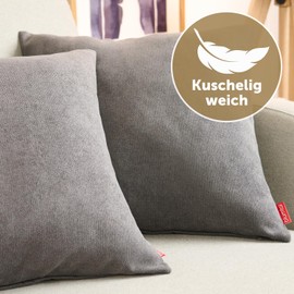 Blumtal Chenille Cushion Cover - Cuddly Sofa Cushion with Hidden Zip, Soft Decorative Cushion with Oeko-Tex Standard, 40 x 40 cm, Set of 2, Anthracite