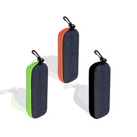 Miaherry Pack of 3 Glasses Cases Made of Denim Fabric, Hard Glasses Case, Travel Glasses Bag with Zip, Fashionable Denim Glasses Storage for Men and Women