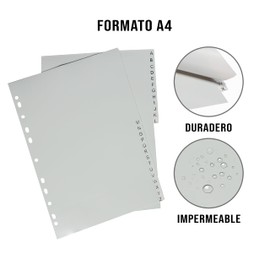 A4 Plastic Dividers (A-Z) Includes Plastic Envelope - DIN A4 Alphabetical Dividers for Binders and Binders with 2 and 4 Rings - Pack of 26 Grey Dividers - Alphabetical Index Organizer