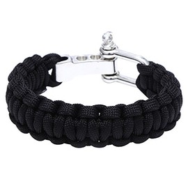 DonDon Men's Outdoor Survival Paracord Bracelet braided Nylon Black