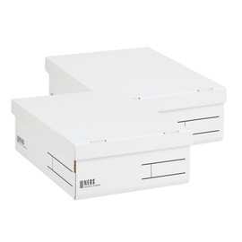 Kokuyo NE9832WX2 Storage Box, NEOS Regular Half Size with Lid, Set of 2, White