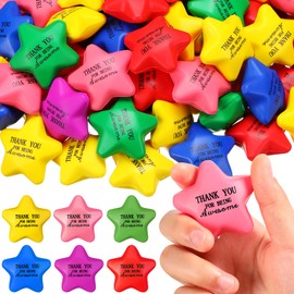 Liliful 100 Pcs Stress Balls Bulk for Adults Motivational Stress Balls Thank You Stress Balls Inspirational Heart Star Foam Ball Back to School Supplies for Students Adults Office Party Favors(Star)