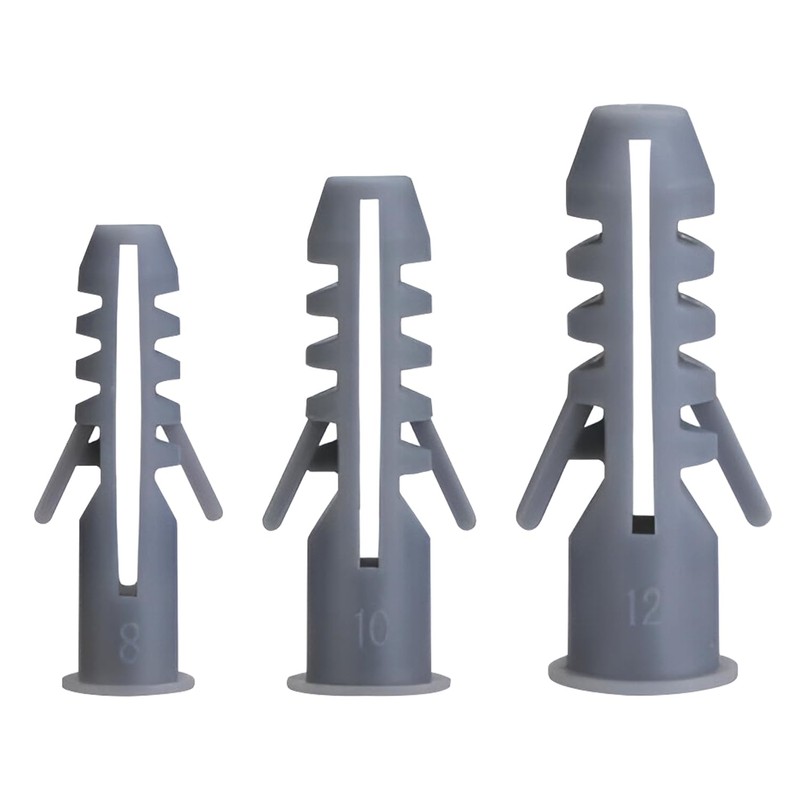 50Pcs Grey Wall Plugs 12mm Plasterboard,Raw Screw Plugs