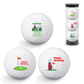MOAZIFI 3 Happy Birthday Golfbälle Geschenke Golfbälle lustige Golfbälle Geburtstag für Golfspieler Eine Einheit in Standardgröße Geburtstagsgeschenk für Golf