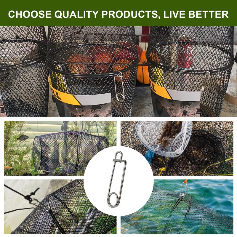 Minnow Trap Clips, Stainless Steel Live Bait Trap Lock Fasteners