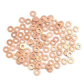 sourcing map 100pcs 4mm Inner Copper Washers Flat Sealing Rings for Cars