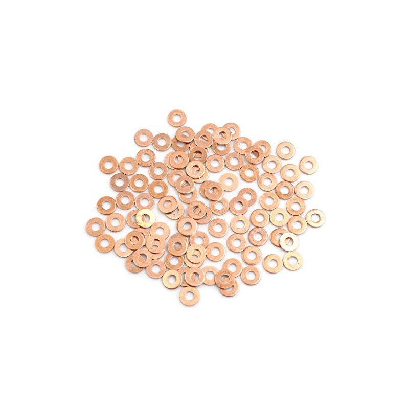 sourcing map 100pcs 4mm Inner Copper Washers Flat Sealing Rings