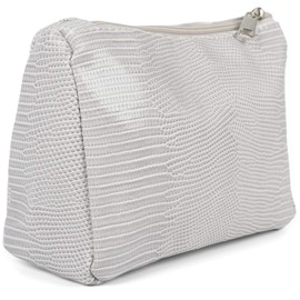 styleBREAKER Ladies Beauty Bag Crocodile Leather Look Surface, Cosmetic Bag, Make up Bag, Bags Organizer 02013018, Color:Light-Grey