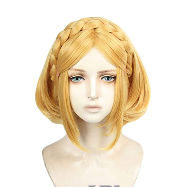 Zelda Short Breath of the Wild Wind Cosplay Wig, Heat Resistant Wig, Disguise Wig, Cosplay Wig with Dedicated Net, Gold