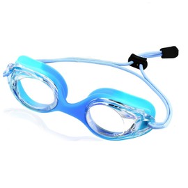 Kids Swim Goggles with Bungee Strap - No Leaking Anti Fog Toddler Goggles with Quick Adjust Ages 3-14 for Boys Girls (Blue Gradient)