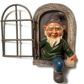 YWHWXB Elf Out The Door Tree Hugger,Garden Gnome Statue,Funny Garden Peeker Sculpture for Yard Garden Porch Decoration (5.9-Inch)