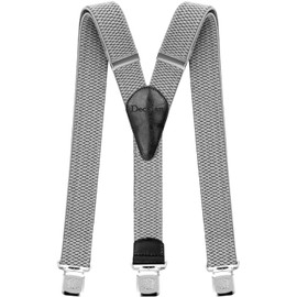 Decalen Men's Braces Wide Extra Strong Clips Y Shape Long for Men and Women One Size Fits All Different Colours - Lightweight silver