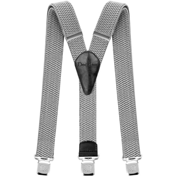 Decalen Men's Braces Wide Extra Strong Clips Y Shape Long