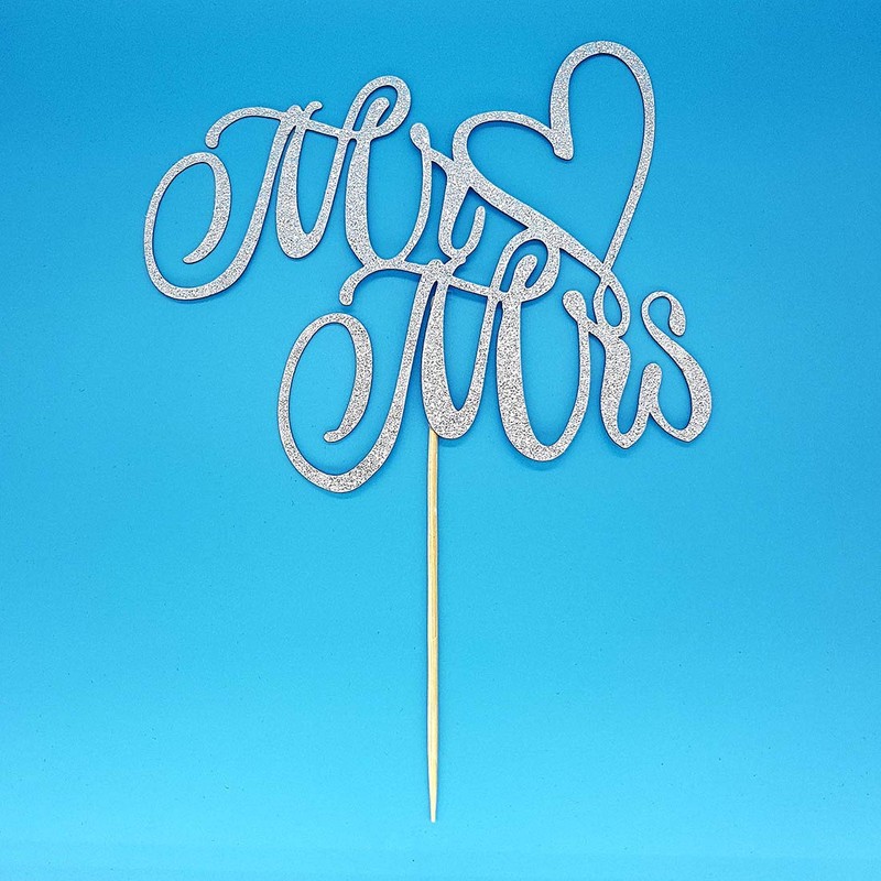 Decoración para tartas con texto en inglés "Mr and Mrs",