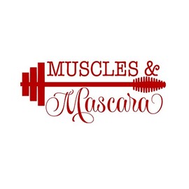Muscles and Mascara Decal Vinyl Sticker|Cars Trucks Vans Walls Laptop| RED |7.5 x 3.5 in|CCI1219