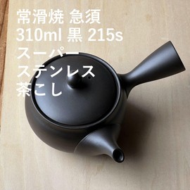 Landscape.com Tokoname Ware Teapot, 10.1 fl oz (310 ml), Black, Super Stainless Steel Tea Strainer, 215s, Made in Japan
