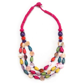 collezione alessandro Merle Short Necklace with Shell Plates, Wood