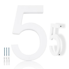 Hvatry House Numbers for Outside, White 6 inch Modern Floating Address Numbers for Front Door, Street, Apartment, Farmhouse, High Visibility Numbers Enhance Home's Exterior Charm(House Numbers 5)