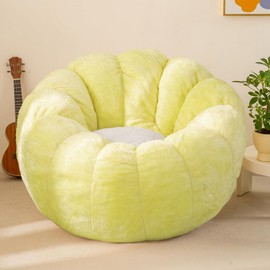 IEVENW Pumpkin Bean Bag Sofa Chair for Adult, Beanbag Couch with Filler for Reading and Relaxation, Comfy and Lazy Sofa for Dorm, Apartment, Living Room and Bedroom, Grass Green