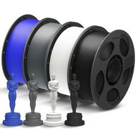 ANYCUBIC PLA+ 3D Printer Filament Bundle, PLA Plus 1.75mm Dimensional Accuracy +/- 0.02mm, Fit Most FDM 3D Printers, 4 Pack 1KG Reusable Spool(2.2 lbs) Gray, Black, Bright White, Blue