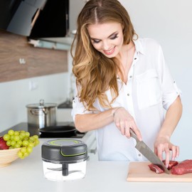 Onion Cutter, Onion Cutter with Pulley, Red Onion Chopper, Vegetable Cutter, Household Drawstring Design, Manual Vegetable Chopper, Shredder Meat Mixer, Kitchen Supplies (Grey-160 ml)