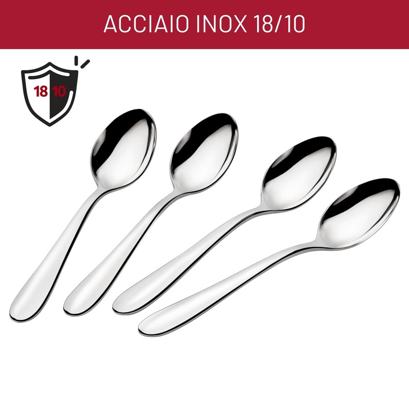 Lagostina Lavinia, Set 4 Cucchiaini da Caffè in Acciaio Inox