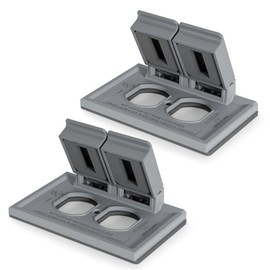 ELEGRP Horizontal Outdoor Cover for Duplex Receptacles, 2-Hole Weatherproof Wall Plate, Outdoor Electrical Outlet Cover, Standard Size 1-Gang 4.55” x 3.02”, Thermoplastic, 2 Pack, Grey