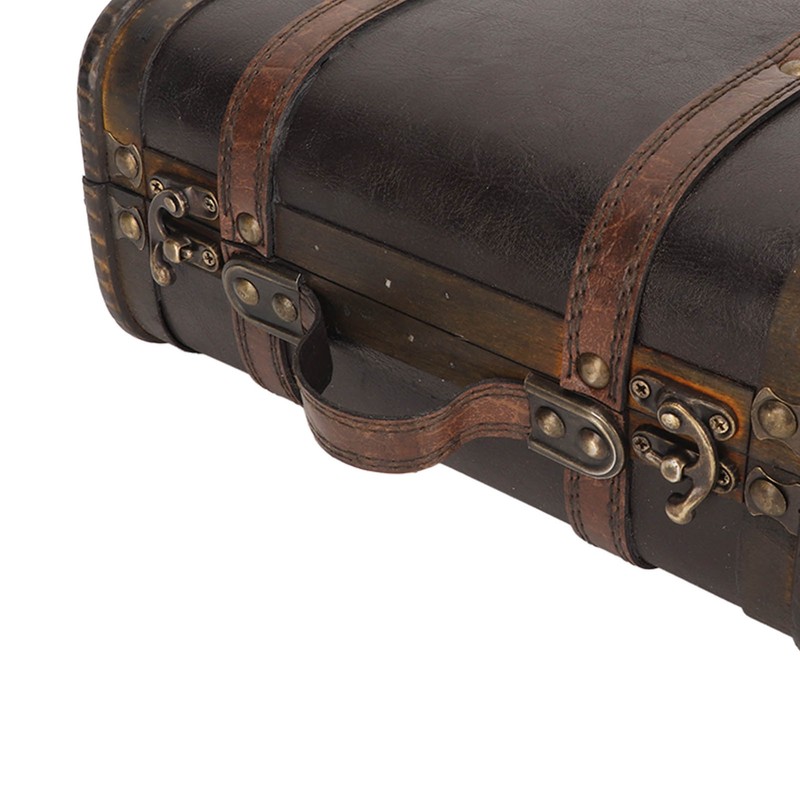 Retro Wooden Suitcase Home Party Artificial Leather Jewelry Necklace Storage