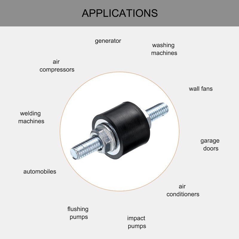 sourcing map 8pcs M6x18mm Rubber Isolator Mounts with Studs 20x15mm