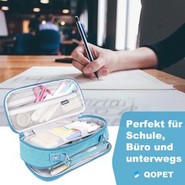 QOPET Pencil Case Girls Teenagers Large Capacity Pencil Bag Pencil Case School Pencil Case Kids Pencil Case Adult Pencil Case for School Pencil Case, ice blue, pencil case