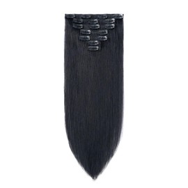 TESSHAIR Remy Hair Extensions Clip in Human Hair Dark Black Clip in Extensions Real Human Hair 14 Inch Real Hair Extensions Clip in Human Hair Straight Human Hair Clip Ins 60g 7Pcs