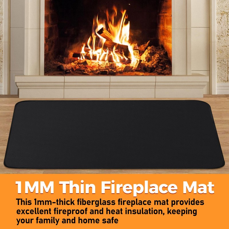 TOHONFOO Fireplace Mat, 2' x 3'6' x 0.04' Fireplace Rug,