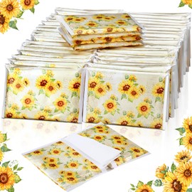 Fourluoo 50 Pack Sunflower Pocket Tissues Individual Packs Sunflower Floral Pocket Facial Bulk 3 Ply Wallet Travel Tissues for Summer Wedding Party Supplies