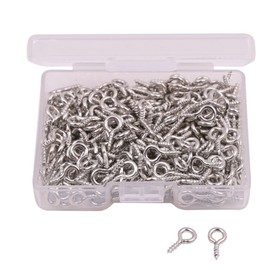 SIOPPKIK Pack of 300 Screw Eyelets Eye Bolts, Metal Ring Hooks for Screwing Eye Screw, 5 x 10 mm Sizes Ring Bolts Screw Hooks (Silver)