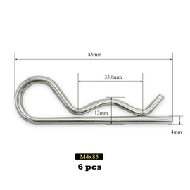 Yoliko 6 Pcs Heavy Duty Hitch Pins Clip R Clips Spring Retaining Wire Hair Pins Cotter Pin Strong Spring Tension Large Carter Pin R Clip Large for Trailer Tractors Mower Carts Truck Pin Clip M4x85mm