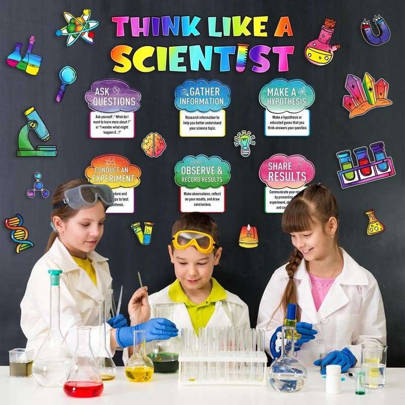 Pasimy 46 Pieces Science Bulletin Board Set Decoration Think Like
