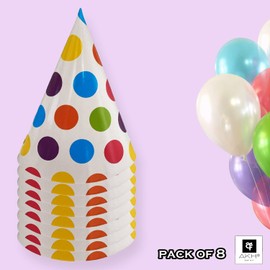 AKH® Birthday Party Hats | Pack of 8 | Cone Hats | Birthday Party Accessories | Birthday Decoration Celebration Cone Hats | Birthday hats with Elastic Band | For Adults and Kids