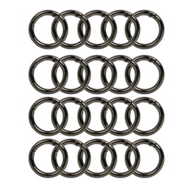 XINYUICEAN Llaveros Redondos de Metal con Resorte, 20 Piezas Hebilla de Anillo de Resorte, Anillos Redondos Anillo O de Puerta Ganchos de Resorte Hebilla de Llavero de Resorte Anillo O Plano (Negro)