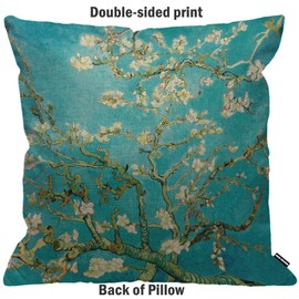 HGOD DESIGNS Van Gogh Cushion Cover Classic Art Painting Almond Blossom Tree Cushion Cover Home Decorative for Men/Women/Boys/Girls Living Room Bedroom Sofa Chair Cushion Covers 45 x 45 cm