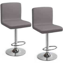 Bar Stool Slipcovers, Pack of 2, Bar Stool Chair Covers, Stretch Chair Cover with Backrest, Bar Stool Covers, Washable Dining Room Chair Covers, High Bar Stool Chair Covers for Bar Counter Café (Grey,